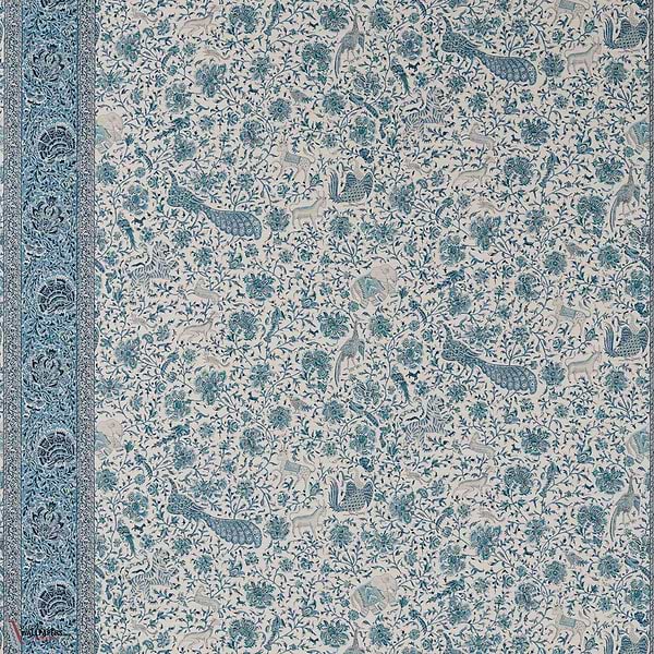 Mughal Menagerie Textile Tapete-Zoffany-Mazarine blue-Meter-Selected Wallpapers-Interiors