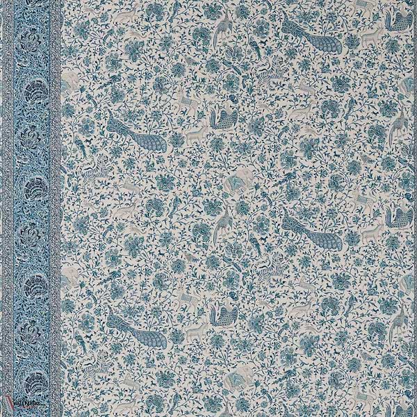 Mughal Menagerie Textile Tapete-Zoffany-Mazarine blue-Meter-Selected Wallpapers-Interiors