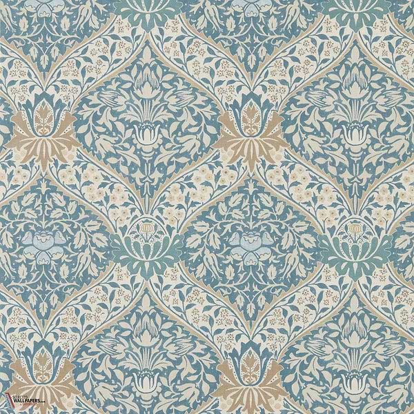 Norbury behang-Morris & Co-Woad/Linen-Rol-Selected Wallpapers-Interiors