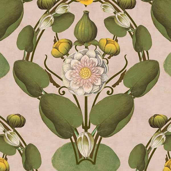 Nymphaea Tapete-Mind the Gap-Light Pink-300 cm (standaard)-Selected-Wallpapers-Interiors