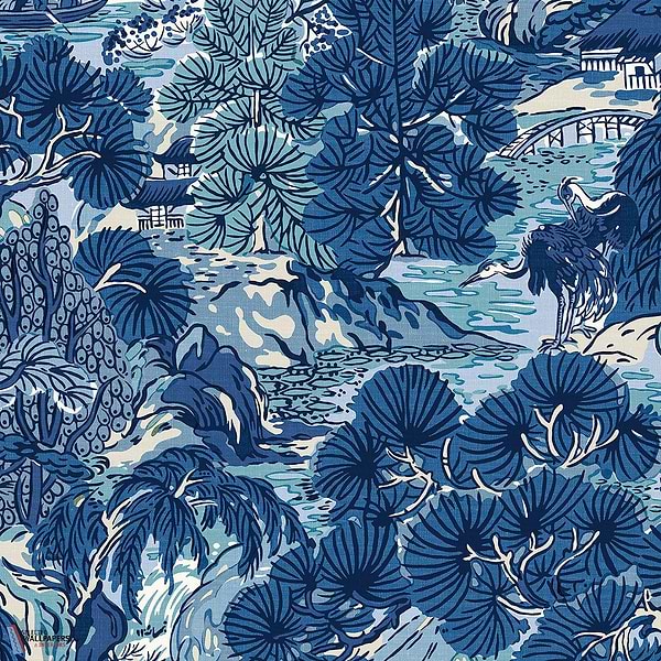 Pagoda Trees-Thibaut-Blues-Rolle-Selected-Wallpapers-Interiors