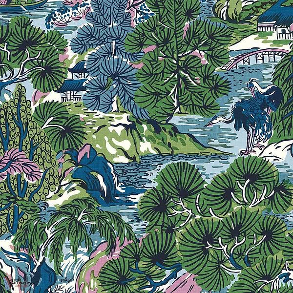 Pagoda Trees-Thibaut-Lavender and Blue-Rolle-Selected-Wallpapers-Interiors