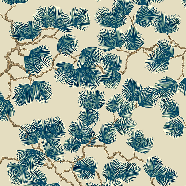 Pine Tapete-Sandberg-Blue-Rolle-Selected Wallpapers-Interiors