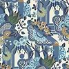 Pineapple Garden wallpaper-1838 wallcoverings-Cobalt-Roll-Selected Wallpapers-Interiors