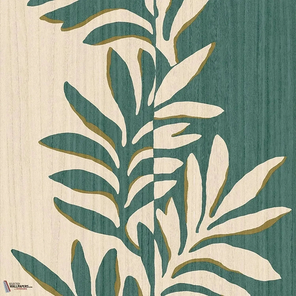 Rama wallpaper-Casamance-Ivoire/Emeraude-Roll-Selected Wallpapers-Interiors