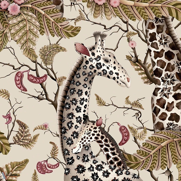 Royal Giraffe Tapete-Cole & Son-Stone & Mulberry-Rolle-Selected Wallpapers-Interiors