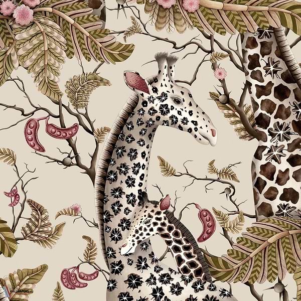 Royal Giraffe Tapete-Cole & Son-Stone & Mulberry-Rolle-Selected Wallpapers-Interiors