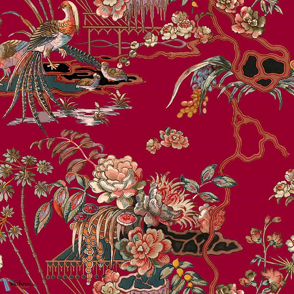 Sacred Pheasants-Coordonne-wallpaper-Ruby-Non Woven-Selected-Wallpapers-Interiors