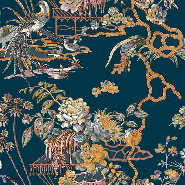 Sacred Pheasants-Coordonne-wallpaper-Sapphire-Non Woven-Selected-Wallpapers-Interiors