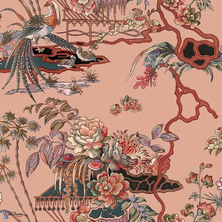 Sacred Pheasants-Coordonne-wallpaper-Rose-Non Woven-Selected-Wallpapers-Interiors