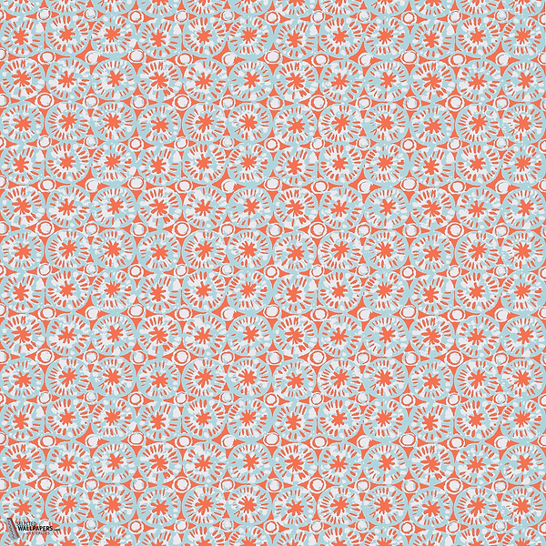 Sand dollar wallpaper-Thibaut-Coral and blue-Roll-Selected Wallpapers-Interiors