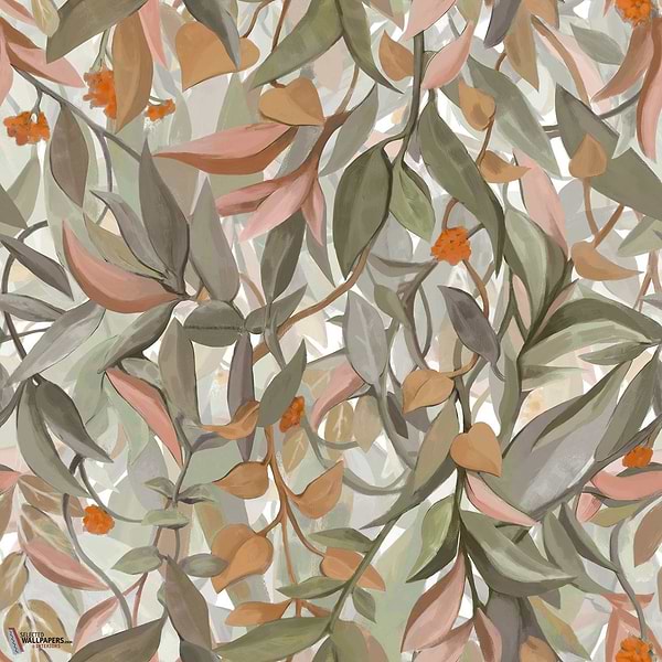 Solandra wallpaper-Casamance-Ivoire/Vert Amande-Roll-Selected-Wallpapers-Interiors