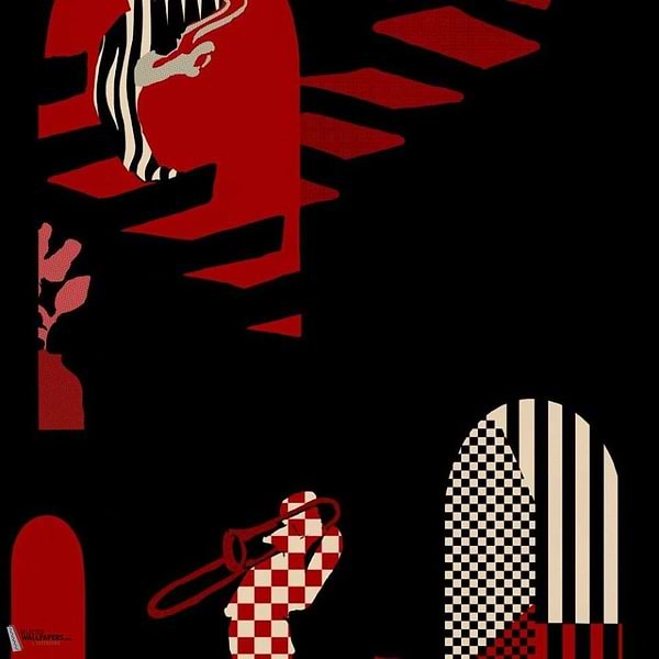 Solitude wallpaper-Mind the Gap-Black/red-Roll-Selected Wallpapers-Interiors