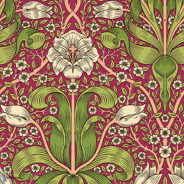 Spring Thicket-wallpaper-Morris & Co-Maraschino Cherry-Roll-Selected-Wallpapers-Interiors