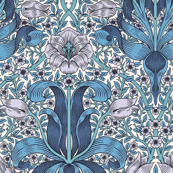 Spring Thicket-wallpaper-Morris & Co-Indigo/Lilac-Roll-Selected-Wallpapers-Interiors