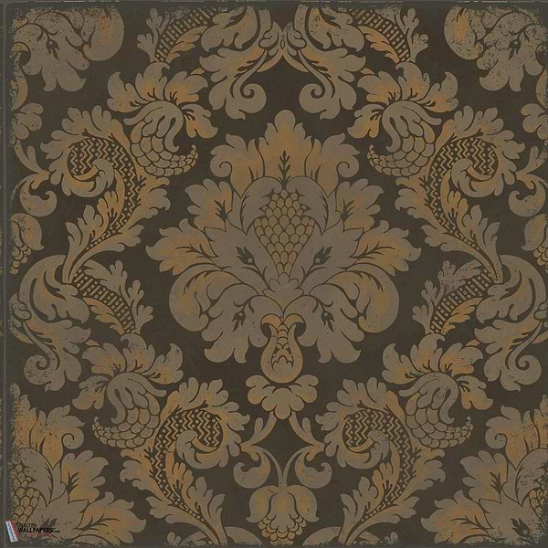 Stravinsky wallpaper-Cole & Son-Metallic bronze on soot-Roll-Selected Wallpapers-Interiors