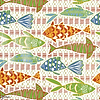 Batik fish Tapete-Thibaut-Coral and blue-Rolle-Selected Wallpapers-Interiors
