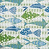 Batik fish Tapete-Thibaut-Blue and green-Rolle-Selected Wallpapers-Interiors