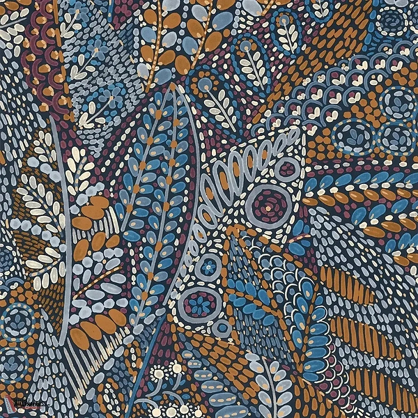 Talavera-Casamance-wallpaper-Marine/Ocre-Roll-Selected Wallpapers