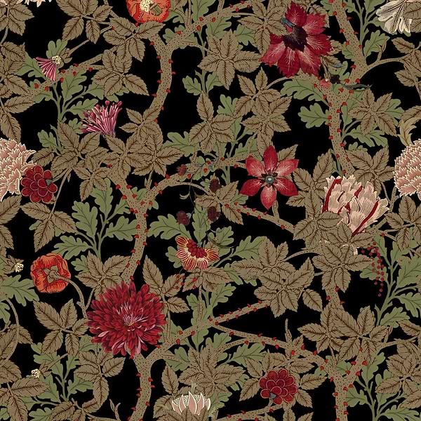 The Flowering Tapete-Mind the Gap-Dark-300 cm (standaard)-Selected-Wallpapers-Interiors