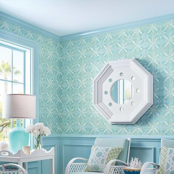 Tortuga batik wallpaper-Thibaut-Selected Wallpapers-Interiors