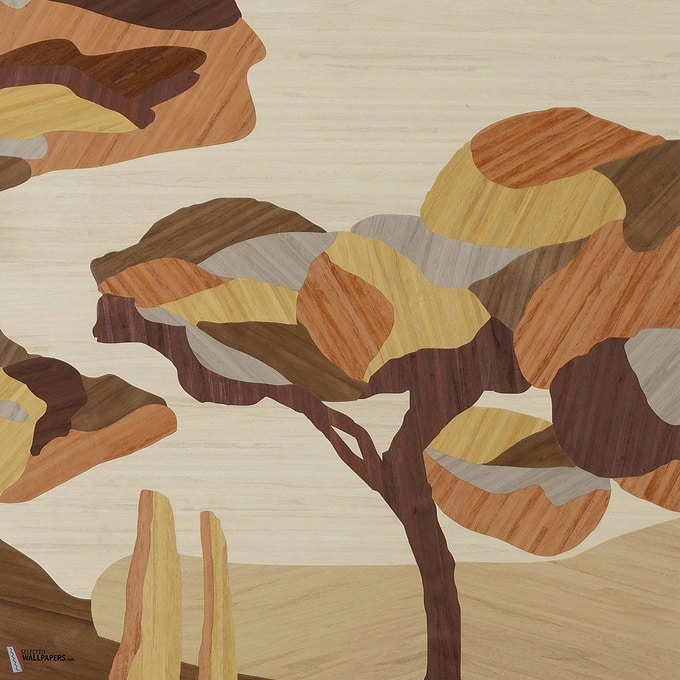 Under the Sycamore Tree behang-Arte-Mahogany Wood-Set-Selected-Wallpapers-Interiors
