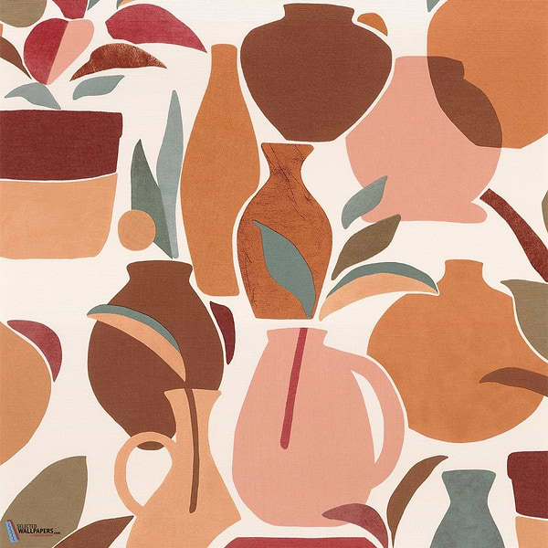 Vallauris-Wallpaper-Casamance-Grenat/Orange Brulee-Roll-76210712-Selected Wallpapers