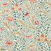 Wild Tulip & Vine wallpaper-Morris & Co-Coral/Teal-Roll-Selected Wallpapers-Interiors