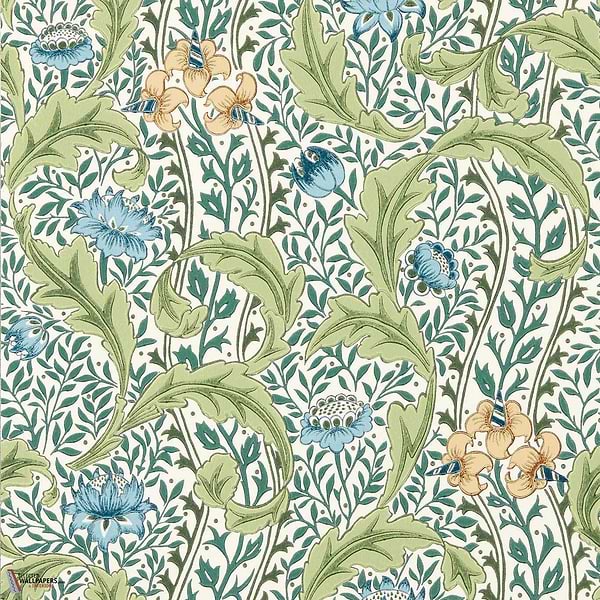 Wild Tulip & Vine wallpaper-Morris & Co-Nettle/Woad-Roll-Selected Wallpapers-Interiors