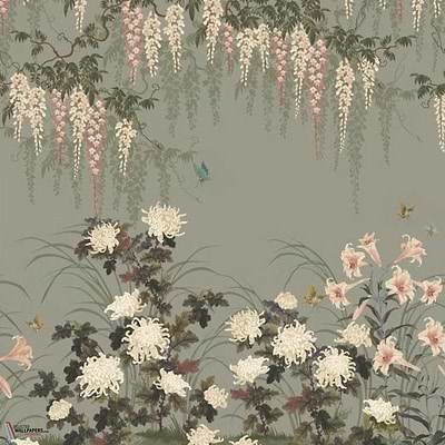 Wisteria Bloom Tapete-1838 wallcoverings-Dark sage-Set-Selected Wallpapers-Interiors