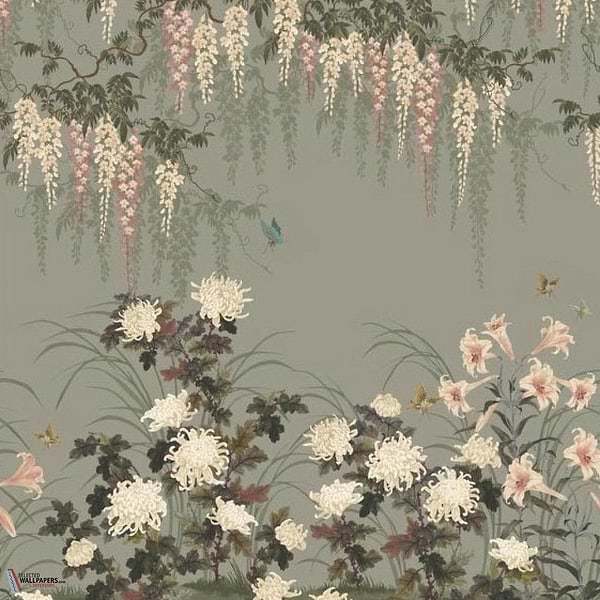 Wisteria Bloom Tapete-1838 wallcoverings-Dark sage-Set-Selected Wallpapers-Interiors