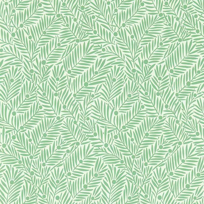 Yew & Aril-behang-Morris & Co-Spearmint-Rol-Selected-Wallpapers-Interiors
