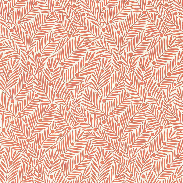 Yew & Aril-behang-Morris & Co-Watermelon-Rol-Selected-Wallpapers-Interiors