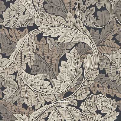 Acanthus Tapete in Charcoal/Grey van Morris & Co