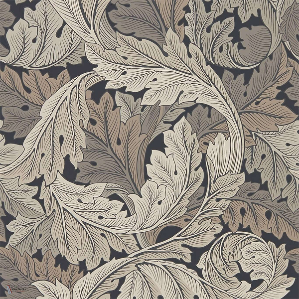 Acanthus Tapete in Charcoal/Grey van Morris & Co
