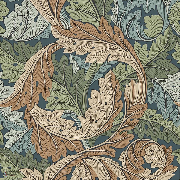 Acanthus Tapete in Slate Blue/Thyme van Morris & Co