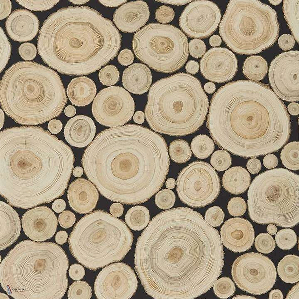 Alnwick Logs behang in Black van Sanderson