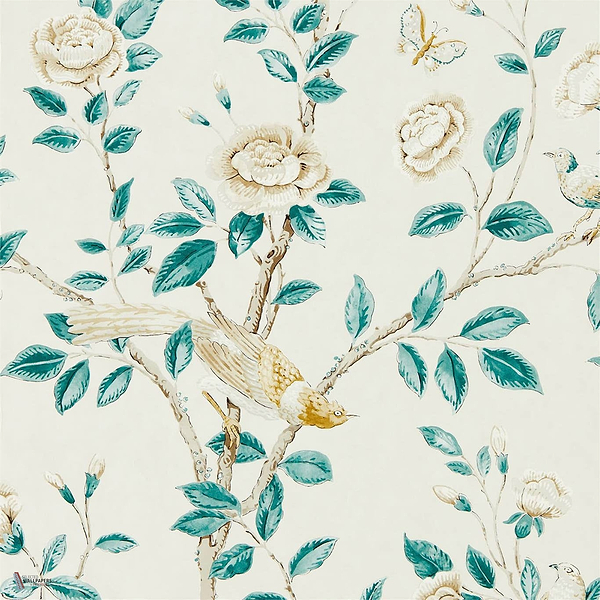 Andhara Tapete in Teal/Cream van Sanderson