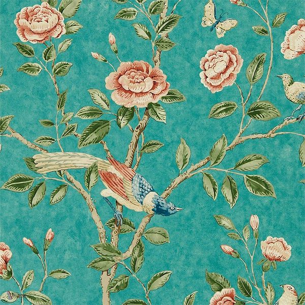 Andhara Tapete in Teal/Tumeric van Sanderson