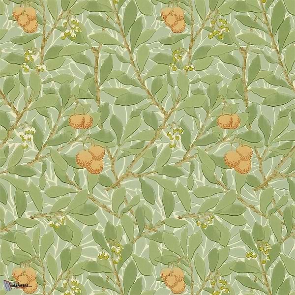 Arbutus Tapete in Green/Terracotta van Morris & Co