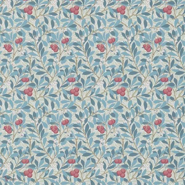 Arbutus wallpaper in Woad/Russet van Morris & Co