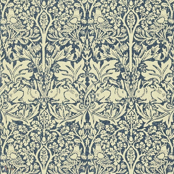 Brer Rabbit behang in Indigo/Vellum van Morris & Co