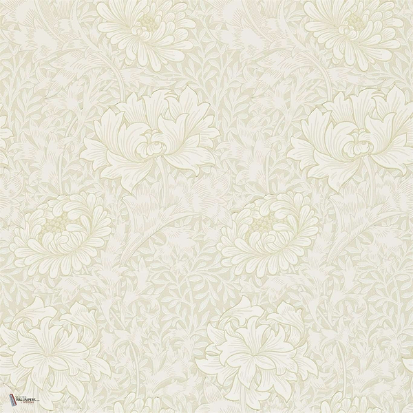 Chrysanthemum behang in Chalk van Morris & Co
