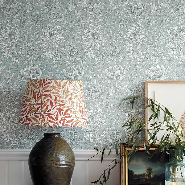 Chrysanthemum Toile wallpaper-Morris & Co-Selected Wallpapers-Interiors