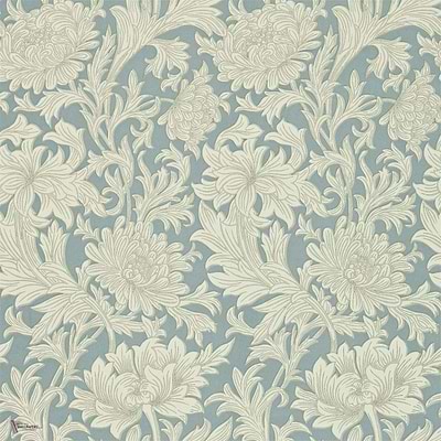 Chrysanthemum Toile Tapete in Blue/Creme van Morris & Co