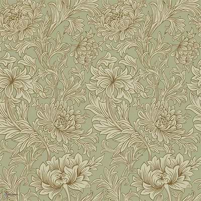 Chrysanthemum Toile Tapete in Eggshel/Gold van Morris & Co