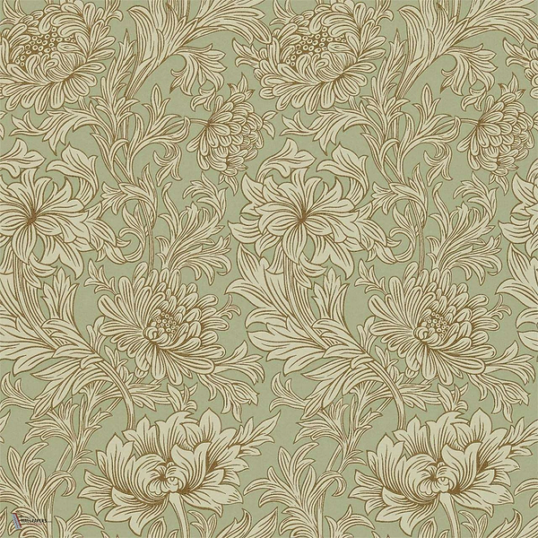 Chrysanthemum Toile Tapete in Eggshel/Gold van Morris & Co