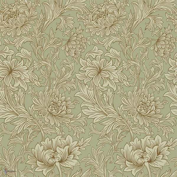 Chrysanthemum Toile Tapete in Eggshel/Gold van Morris & Co