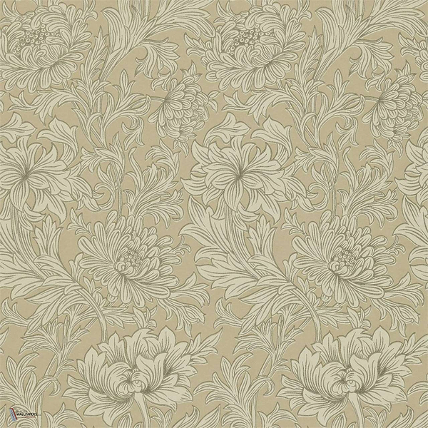 Chrysanthemum Toile Tapete in Ivory/Gold van Morris & Co