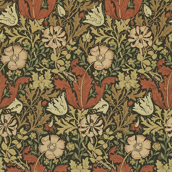 Compton wallpaper in Brown/Orange van Morris & Co